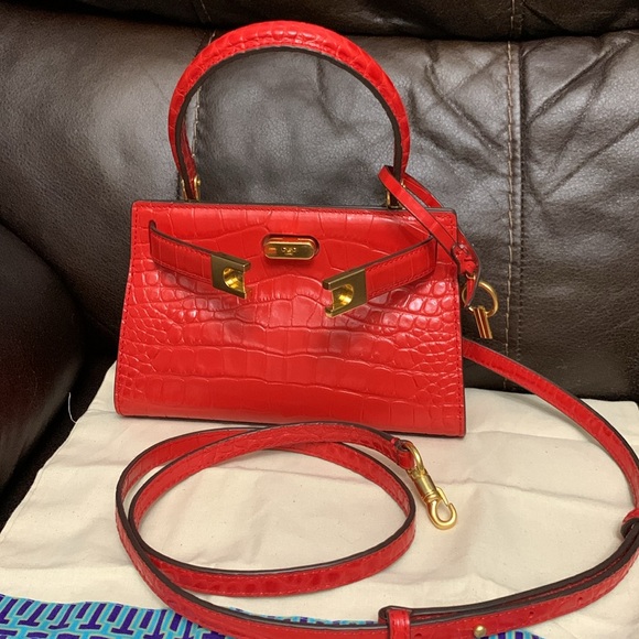 Tory Burch Lee Radziwill Petite Croc-Embossed Leather Bag - Picture 2 of 16